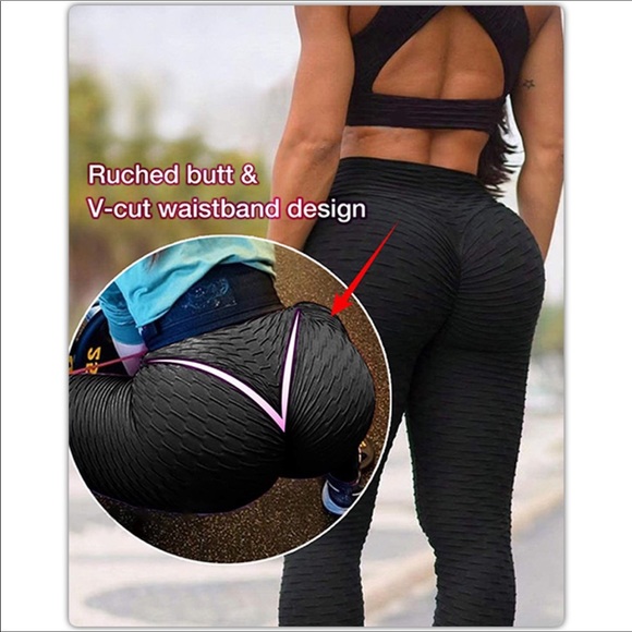 🌟Black Brazilian Style Bubble Textured Yoga Pants - Picture 4 of 12